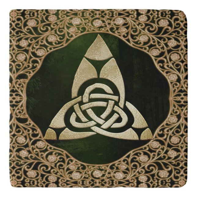 Celtic Trinity Knot on Forest Shadows Trivet (Front)