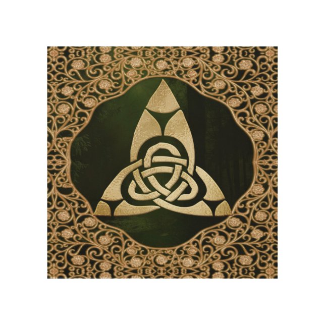 Celtic Trinity Knot on Forest Shadows  Wood Wall Art (Front)