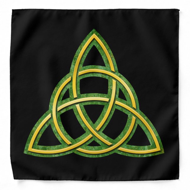 Celtic Trinity Knot or Triquetra on a Black Bandana (Front)