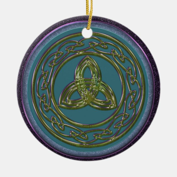 Celtic Trinity Knot Ornament in Blue, Green Purple