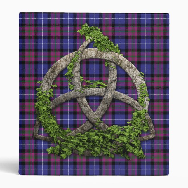 Celtic Trinity Knot Pride Of Scotland Tartan 3 Ring Binder (Front)