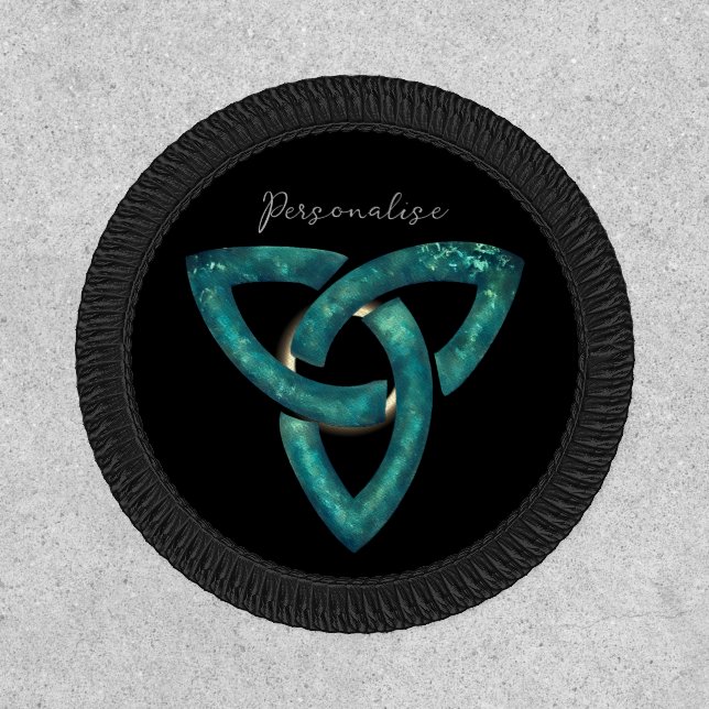 Celtic Trinity Knot Triquetra Eternity BlackGreen  Patch (Front)