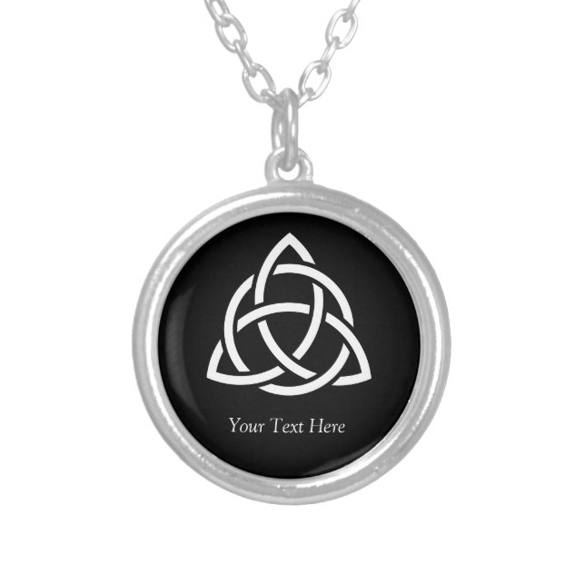 Celtic Trinity Knot Triquetra Symbol Personalized Silver Plated Necklace (Front)