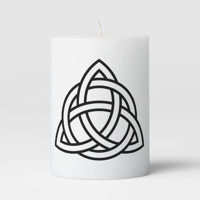 Celtic Trinity Knot Triquetra Symbol Pillar Candle (Front)