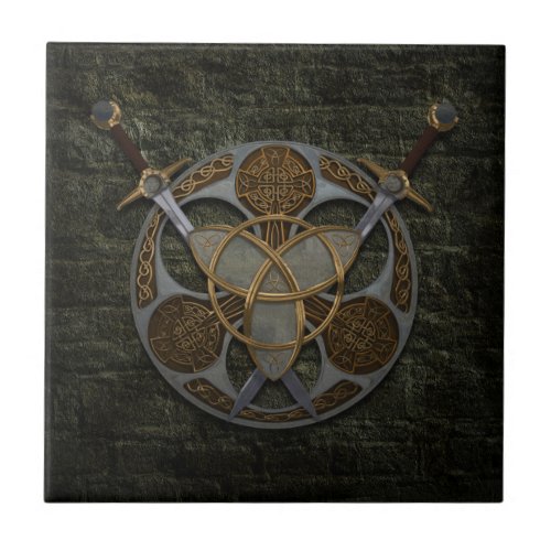 Celtic Trinity Shield Ceramic Tile