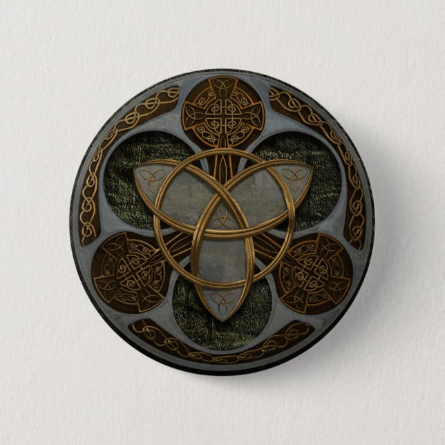 Celtic Trinity Shield Pinback Button (Front)
