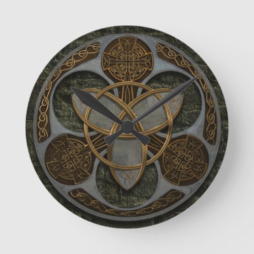 Celtic Trinity Shield Round Clock