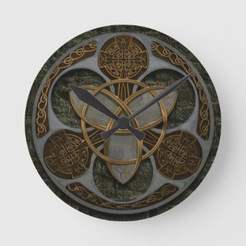 Celtic Trinity Shield Round Clock by packratgraphics at Zazzle