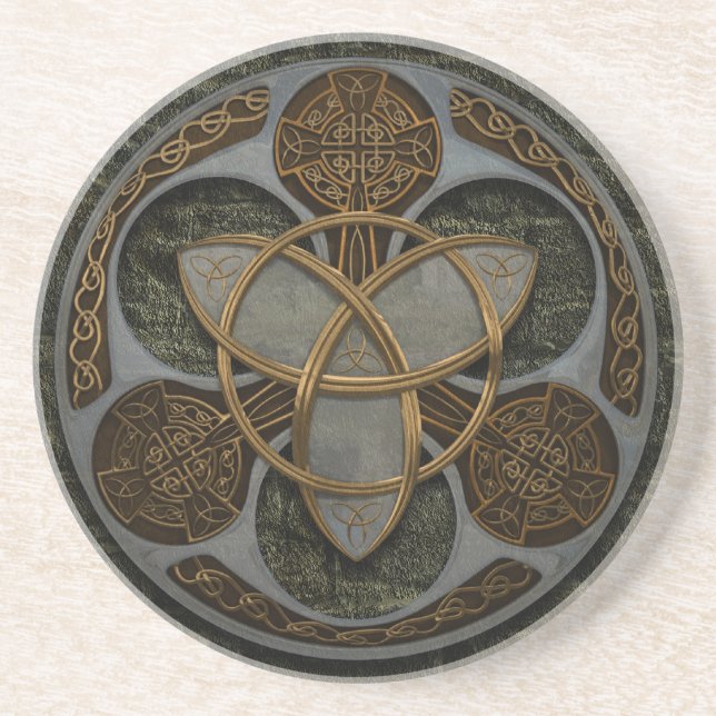 Celtic Trinity Shield Sandstone Coaster (Front)