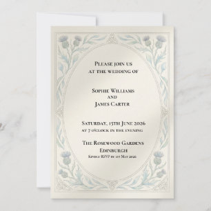 Celtic Trinity Thistle Wreath Scottish Wedding Invitation