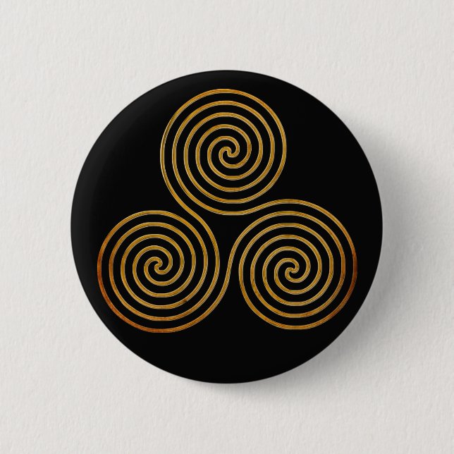 celtic triple spiral - OneLine antique gold Button (Front)