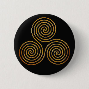 celtic triple spiral - OneLine antique gold Button