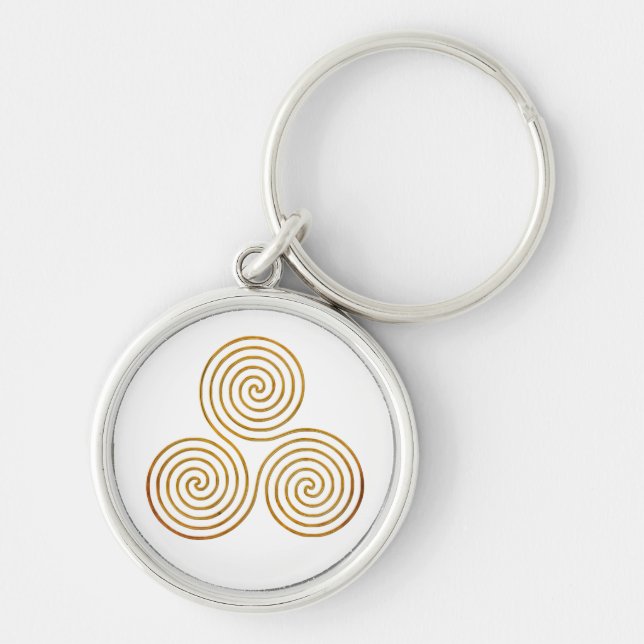 celtic triple spiral - OneLine antique gold Keychain (Front)