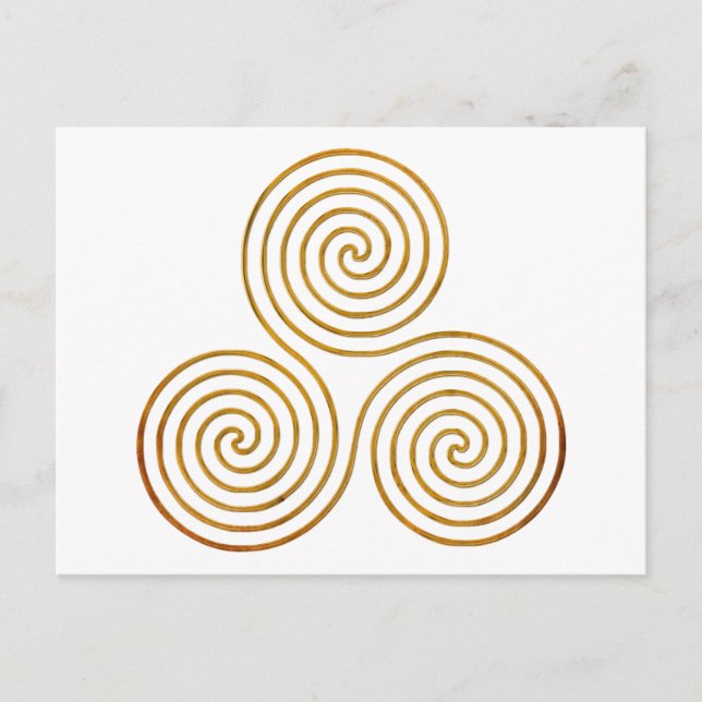 celtic triple spiral - OneLine antique gold Postcard (Front)