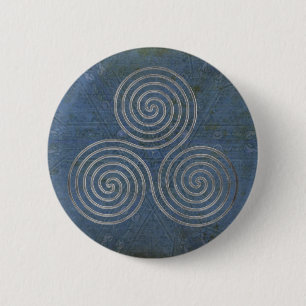 celtic triple spiral - OneLine antique silver Pinback Button