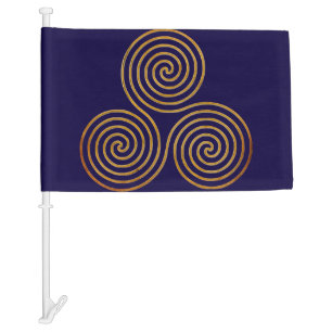 Celtic Triple Spirale One Line Gold + your ideas Car Flag