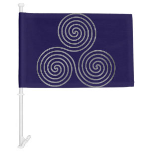 Celtic Triple Spirale One Line silver + your ideas Car Flag