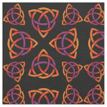 Celtic Triquetra Pattern Oranges and Purple on Bla