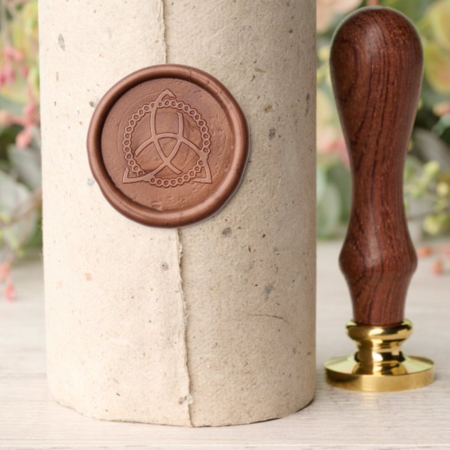 Celtic Triquetra Trinity Knot Brass Wax Stamper (Insitu (Parchment))