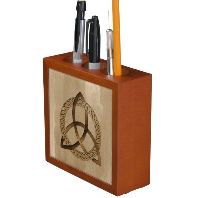 Celtic Triquetra Trinity Knot Desk Organizer (In Situ)