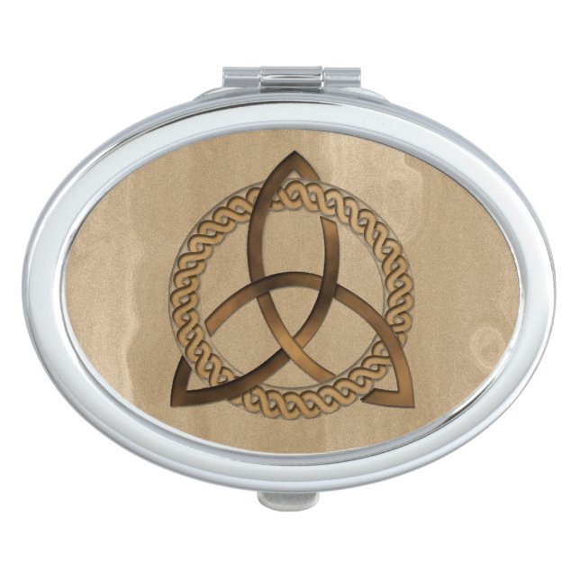 Celtic Triquetra Trinity Knot Oval Compact Mirror (Front)