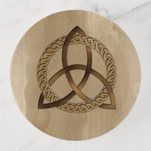 Celtic Triquetra Trinity Knot Round Trinket Tray