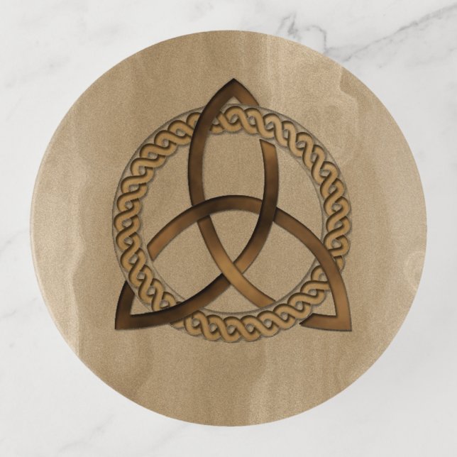 Celtic Triquetra Trinity Knot Round Trinket Tray (Front)