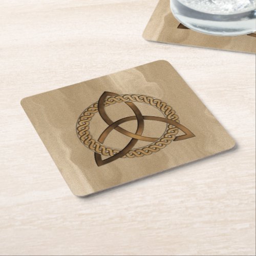 Celtic Triquetra Trinity Knot Square Paper Coaster
