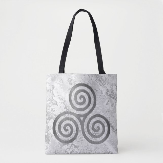 Celtic Triskele antique silver + your backg & idea Tote Bag (Front)