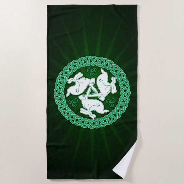 Celtic Triskele Hares Beach Towel (Front)