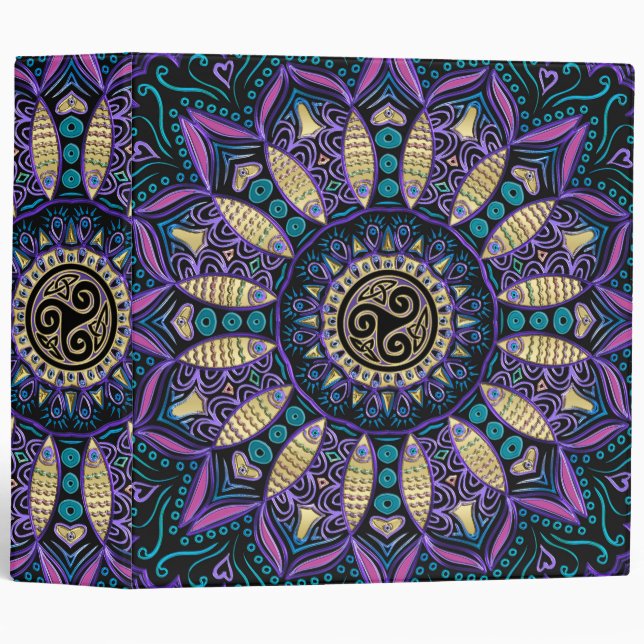 Celtic Triskele Mandala 3 Ring Binder (Front/Spine)