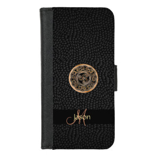 Celtic Triskele on Black Faux Leather Wallet Case