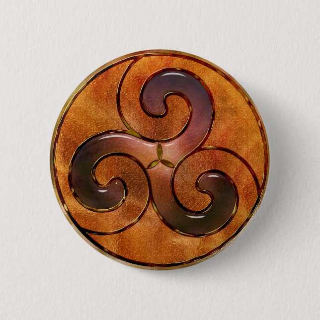 celtic triskele on gold pinback button (Front)