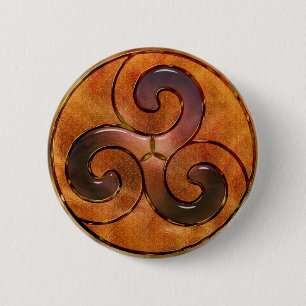 celtic triskele on gold pinback button