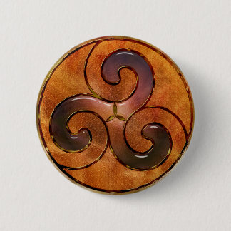 celtic triskele on gold pinback button