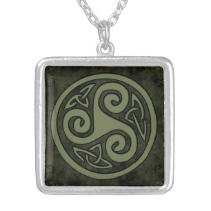 Celtic Triskele or Triskelion Silver Plated Necklace