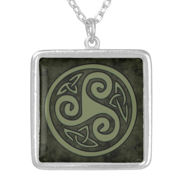 Celtic Triskele or Triskelion Silver Plated Necklace (Front)