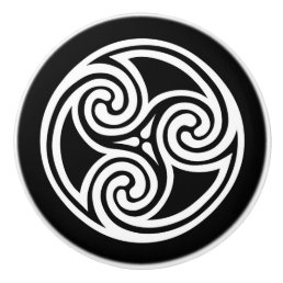 Celtic Triskele Ornament, Black and White Ceramic Knob