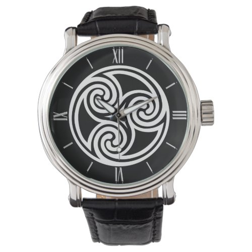 Celtic Triskele Ornament Black and White Watch