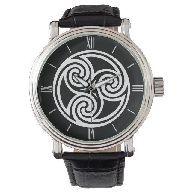 Celtic Triskele Ornament, Black and White Watch (Front)