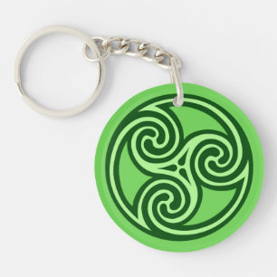 Celtic Triskele Ornament, Lime and Dark Green Keychain
