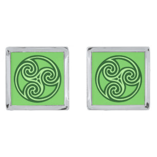 Celtic Triskele Ornament, Lime & Emerald Green Cufflinks