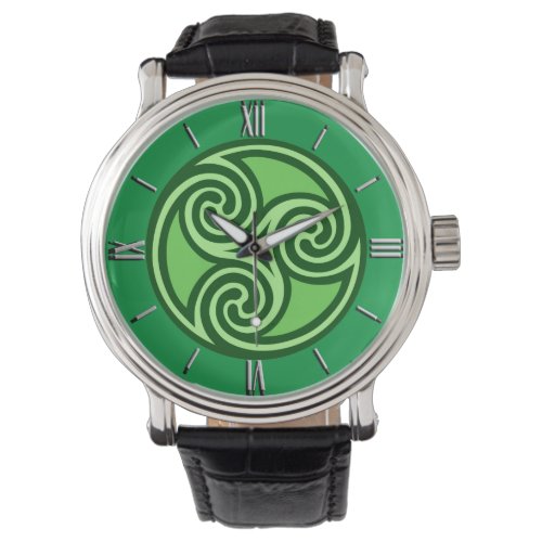 Celtic Triskele Ornament Lime  Emerald Green  Watch