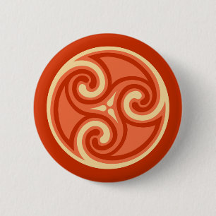 Celtic Triskele Ornament, Mandarin Orange Pinback Button