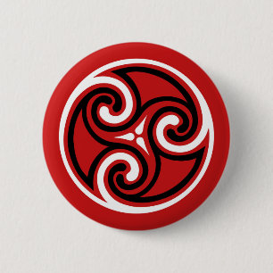 Celtic Triskele Ornament, Red, Black and White Button