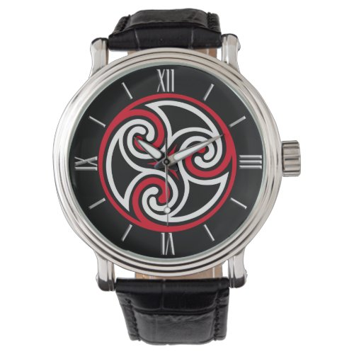 Celtic Triskele Ornament Red Black and White Watch