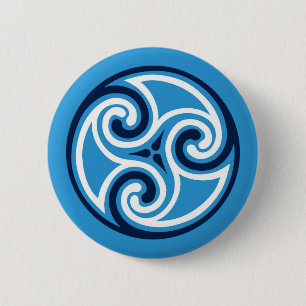 Celtic Triskele Ornament, Sky Blue and White Pinback Button