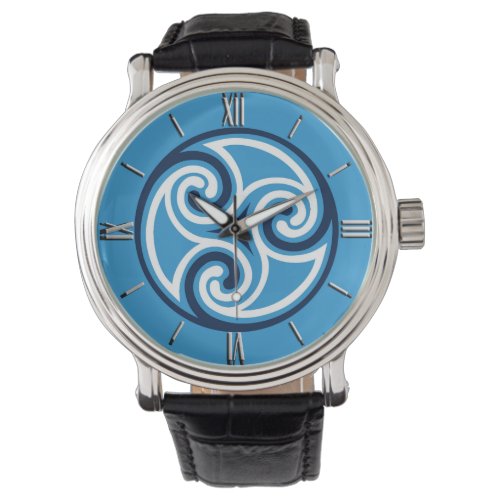 Celtic Triskele Ornament Sky Blue and White  Watch