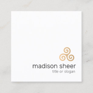 Celtic Triskele Symbol, Gold Triple Spiral Square Business Card