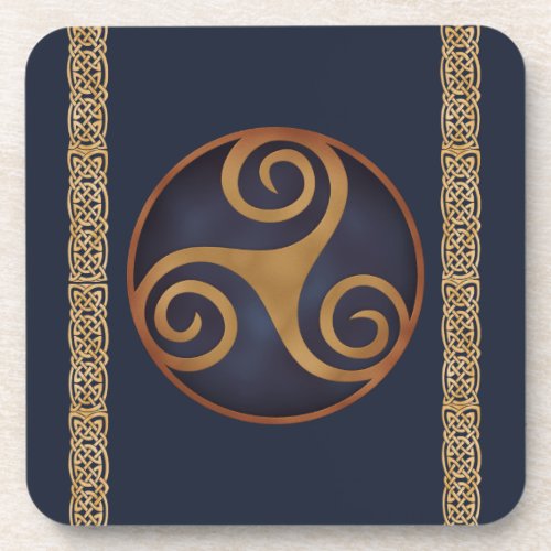 Celtic Triskelion Blue Custom Beverage Coaster